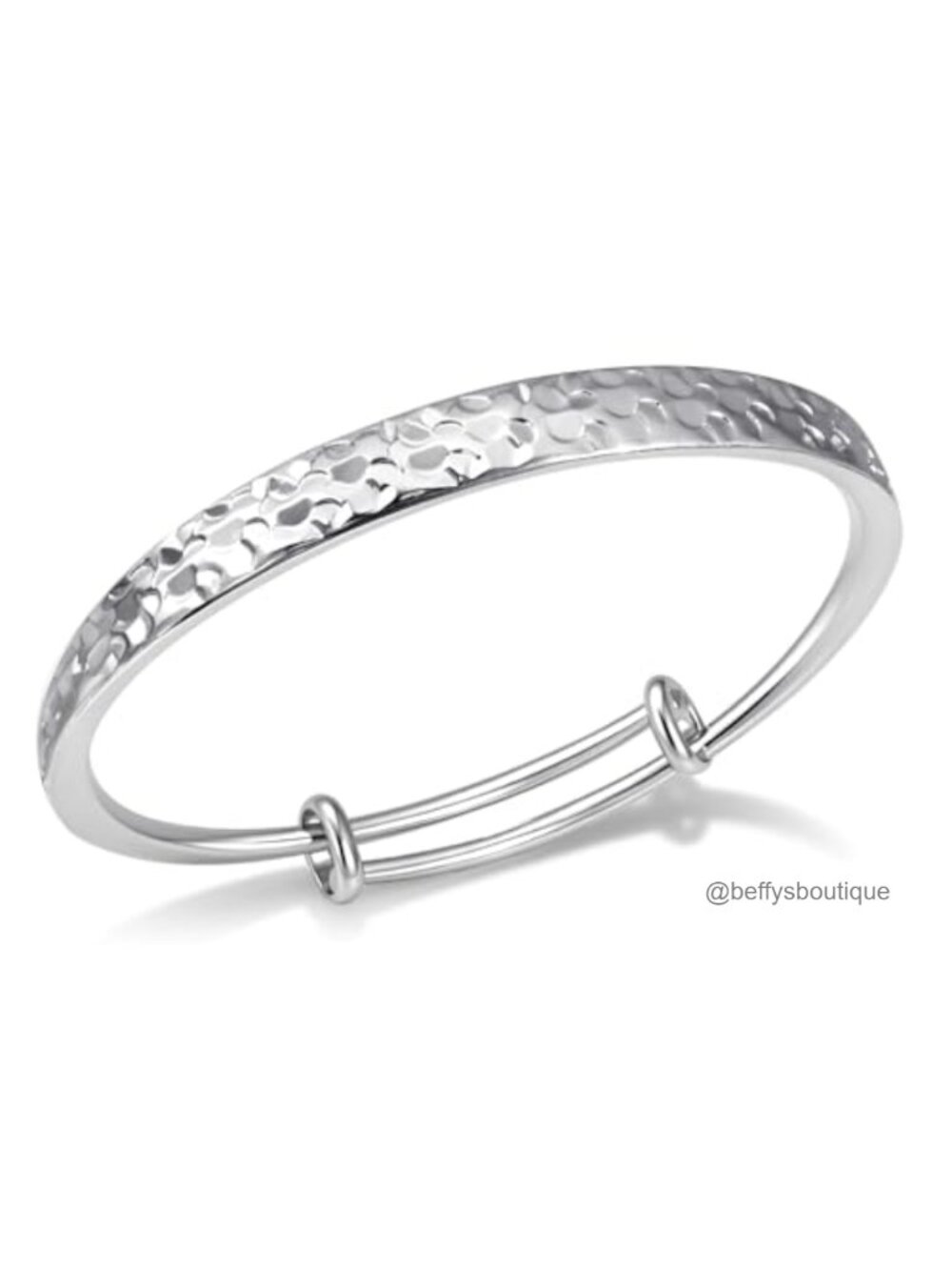 Hammered Silver Cuff Bracelet Adjustable Bangle for Women